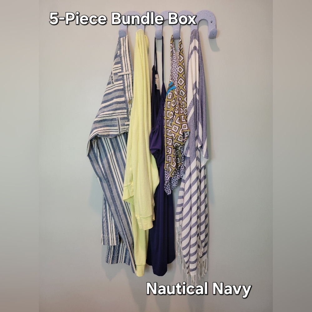 5-Piece Bundle Box Nautical Navy Stripes Wildfox Loft Tips & Pants SZ M